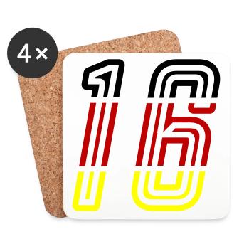 16 Symbole numérique Allemagne - Dessous de verre (lot de 4) - blanc - Devant