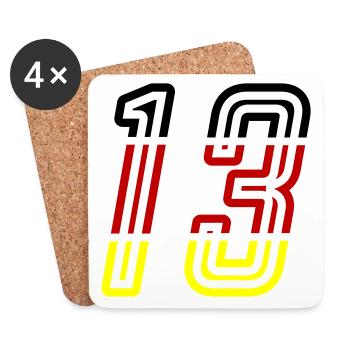 13 Symbole numérique Allemagne - Dessous de verre (lot de 4) - blanc - Devant
