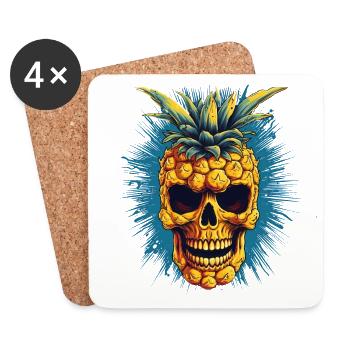 Horror Skull Pineapple - Happy Halloween - Coasters (set of 4) - white - Front
