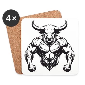 Bulle Stier Muskeln Workout Gym - Untersetzer (4er-Set) - Weiß - Vorne