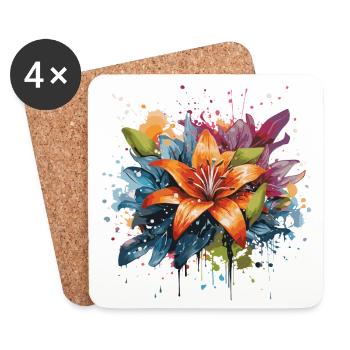 Rainbow Lily - Untersetzer (4er-Set) - Weiß - Vorne