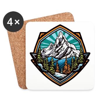Berge Wandern Symbol - Untersetzer (4er-Set) - Weiß - Vorne