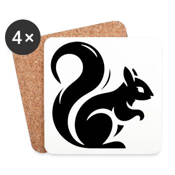 Minimalistische Eichhörnchen-Silhouette - Untersetzer (4er-Set) - Weiß - Vorne