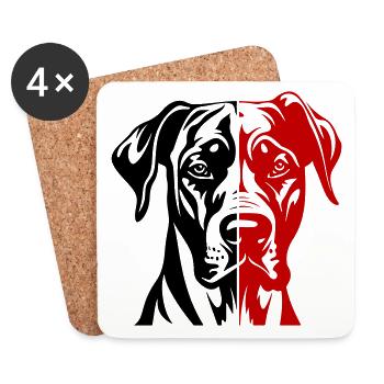 Great Dane Hund Kopf - Untersetzer (4er-Set) - Weiß - Vorne