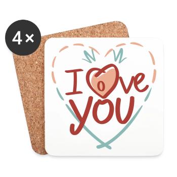 I love you, ich liebe dich - Untersetzer (4er-Set) - Weiß - Vorne