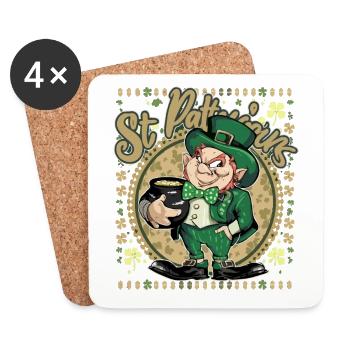 St- Patricks Day Funny Irish Leprechaun Costume - Coasters (set of 4) - white - Front