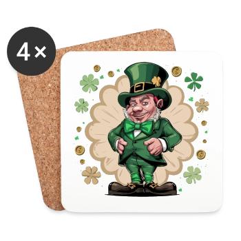 Funny Irish Leprechaun Bow Tie St Patricks Day - Coasters (set of 4) - white - Front