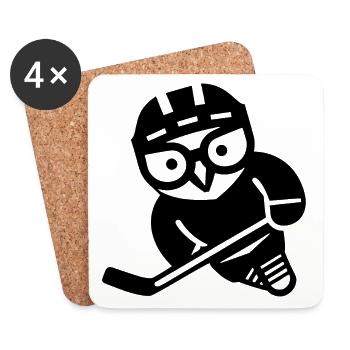 Eishockey Eule Silhouette Schneeeule Spieler - Untersetzer (4er-Set) - Weiß - Vorne