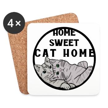 Chats maison chat maison - Dessous de verre (lot de 4) - blanc - Devant