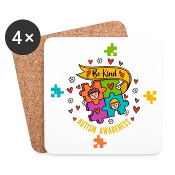 Autism Awareness Teacher Teach Hope Love Inspire - Coasters (set of 4) - white - Front