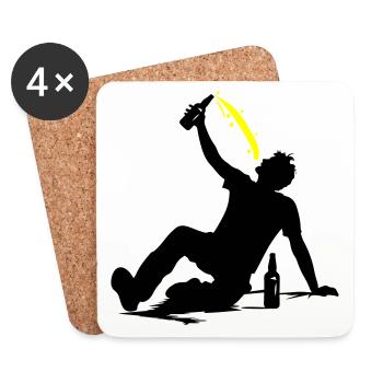 Drinking Beer Silhouette - Coasters (set of 4) - white - Front