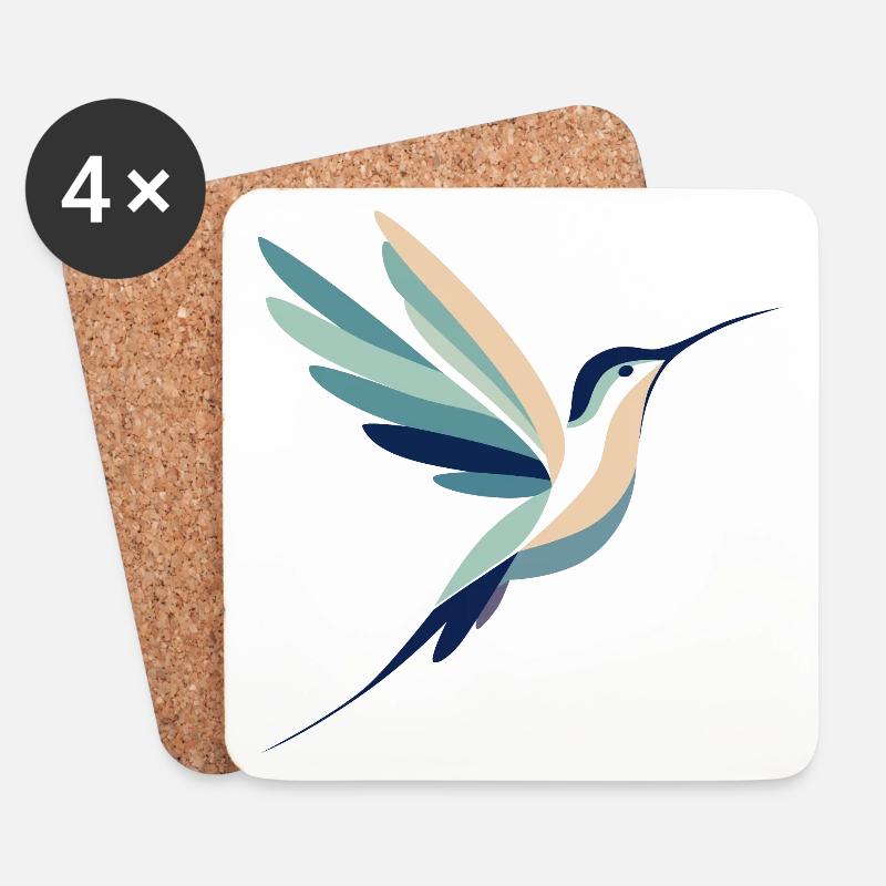 Kolibri im Flug - Untersetzer (4er-Set) - Weiß