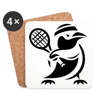 Minimalist Penguin Tennis Player Silhouette - Coasters (set of 4) - white - Front