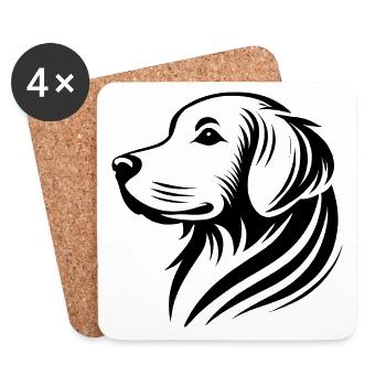 Golden Retriever Kopf Silhouette minimalistisches - Untersetzer (4er-Set) - Weiß - Vorne