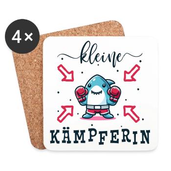 Kleine Kämpferin - Boxender Hai - Mut machen - Untersetzer (4er-Set) - Weiß - Vorne