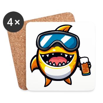 Poisson Piranha Bière d’après-ski - Dessous de verre (lot de 4) - blanc - Devant