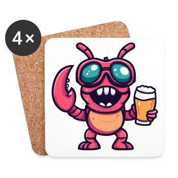 Crabe de homard Après-ski Bière Bande dessinée - Dessous de verre (lot de 4) - blanc - Devant