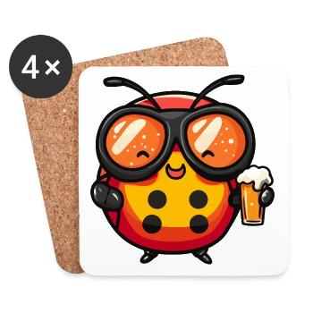 Ladybug Après-ski Bière Bande dessinée - Dessous de verre (lot de 4) - blanc - Devant