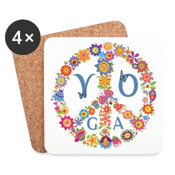 Peaceful Yoga 🌸 Flower Power Style - Untersetzer (4er-Set) - Weiß - Vorne