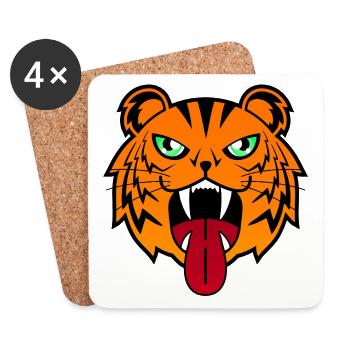 Tiger (Kopf) 01 - Untersetzer (4er-Set) - Weiß - Vorne