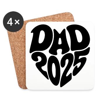 Dad 2025 Heart Shape Father Baby Heart Shape Dad 2025 - Coasters (set of 4) - white - Front