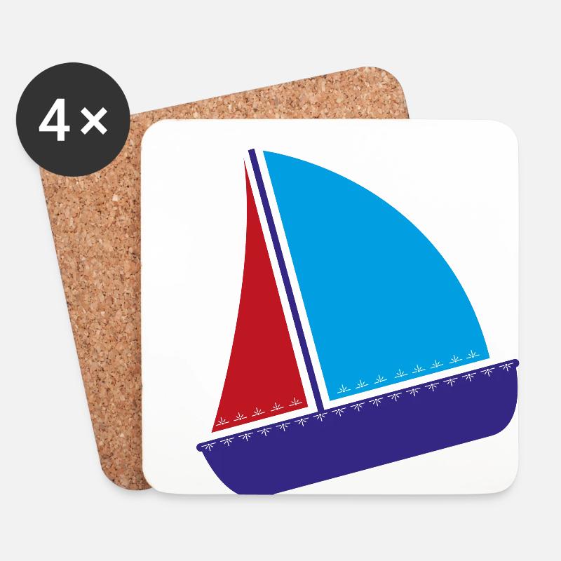 Segelboot - Untersetzer (4er-Set) - Weiß
