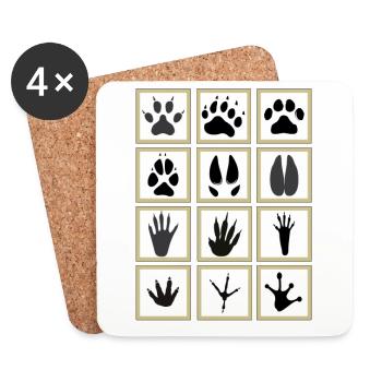 empreintes animaux - Dessous de verre (lot de 4) - blanc - Devant
