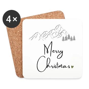 Merry Christmas - Untersetzer (4er-Set) - Weiß - Vorne