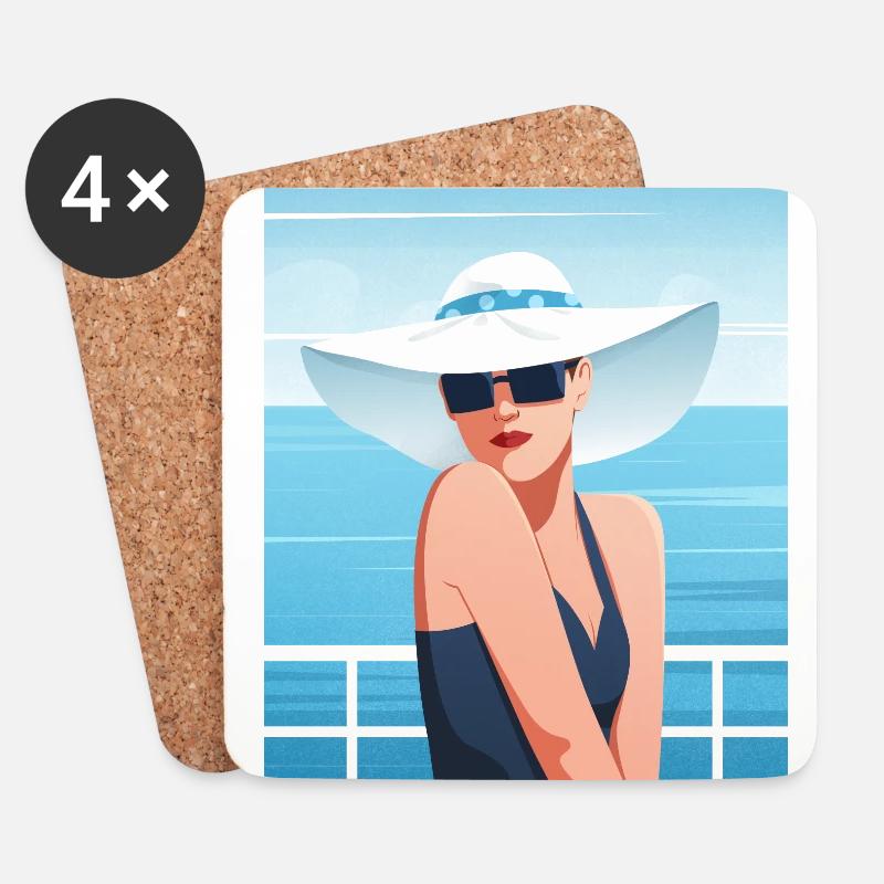Frau am Strand - Untersetzer (4er-Set) - Weiß