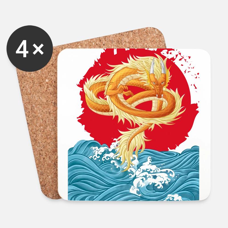 Dragon_Out-Of-Water - Untersetzer (4er-Set) - Weiß