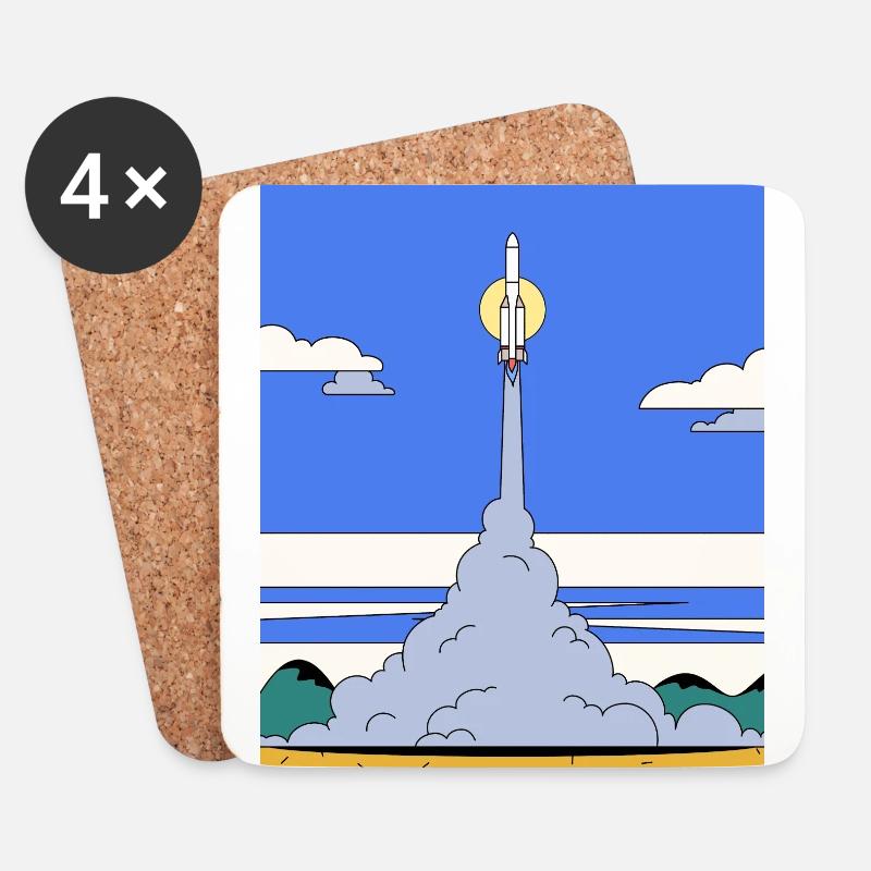 Raketenstart - Untersetzer (4er-Set) - Weiß