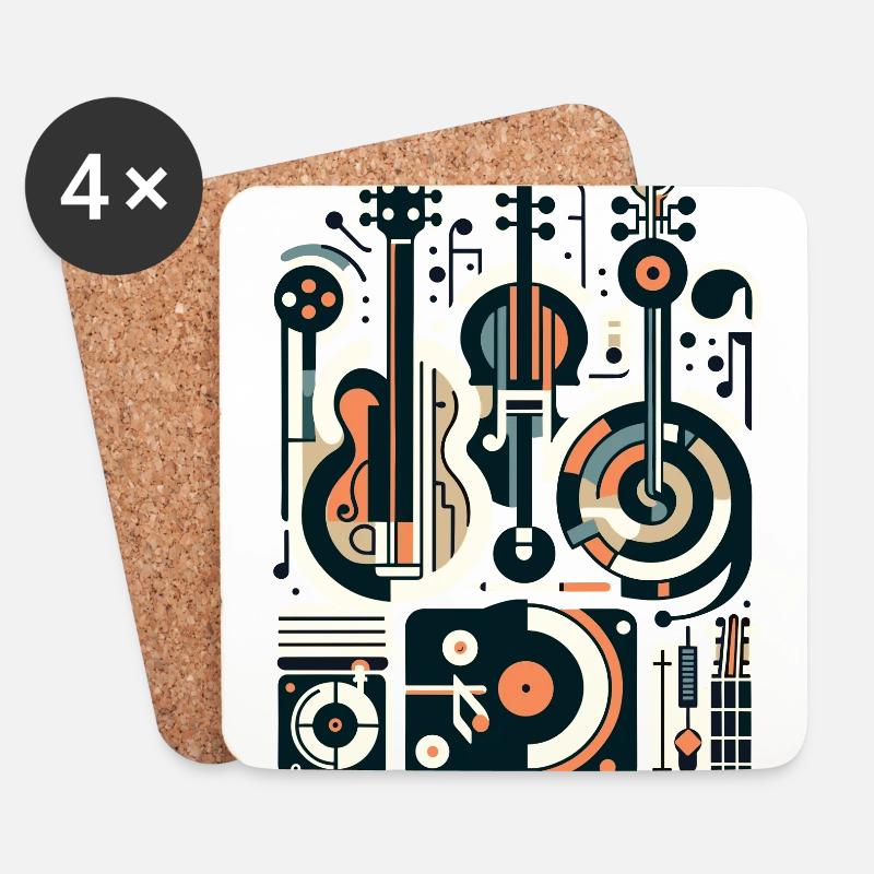 Musikinstrumente minimalistisch Kunst - Untersetzer (4er-Set) - Weiß