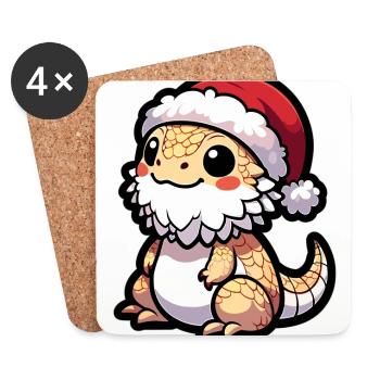 Cute Bearded Dragon Christmas - Coasters (set of 4) - white - Front