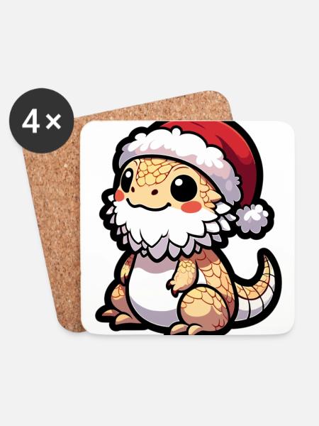 Niedliche Bartagame Weihnachten - Untersetzer (4er-Set) - Weiß