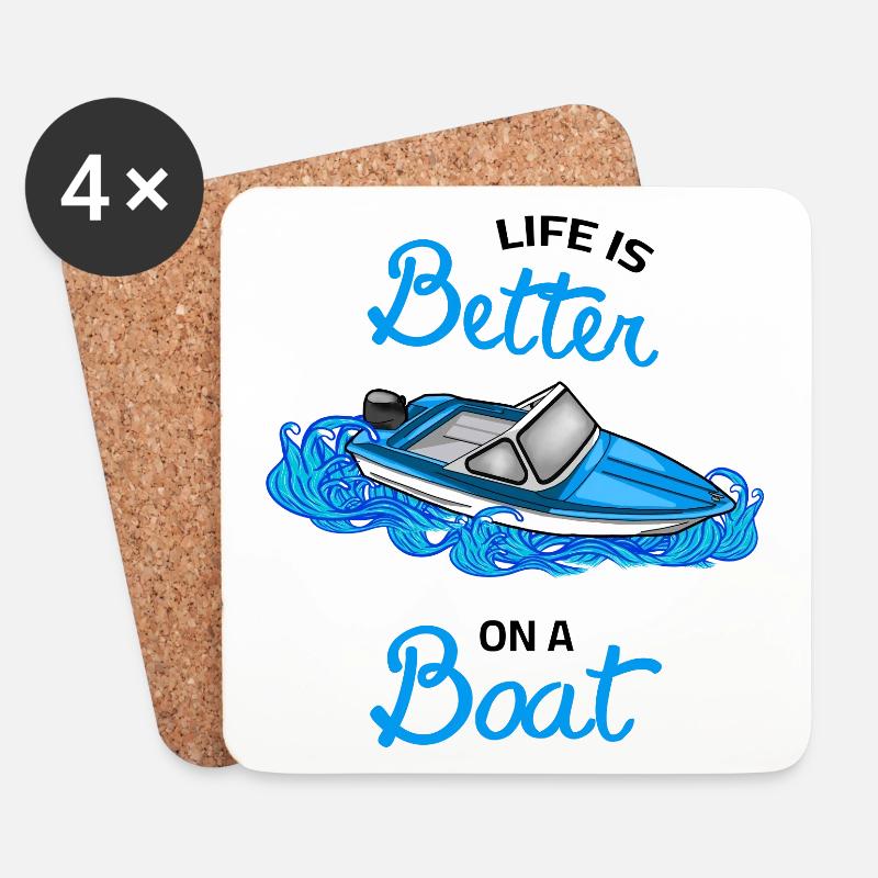 life is better on a boat - DDR Boot Ibis Motorboot - Untersetzer (4er-Set) - Weiß