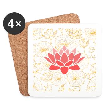 Lotus in Leichtigkeit - stille Kraft sichtbar - Untersetzer (4er-Set) - Weiß - Vorne