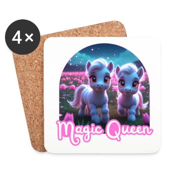 Two Cute Ponies - Magic Queen - Coasters (set of 4) - white - Front