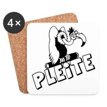 Party Shirt ,Feiern , Karneval, Pleite Geier(25) - Untersetzer (4er-Set) - Weiß - Vorne