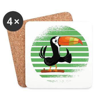 Toucan oiseau tropical - Dessous de verre (lot de 4) - blanc - Devant