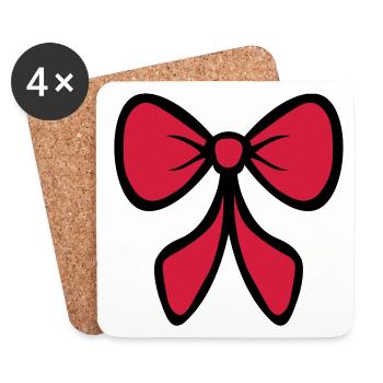 Rote Schleife / Red bow / Arc rouge / Geschenkidee - Untersetzer (4er-Set) - Weiß - Vorne