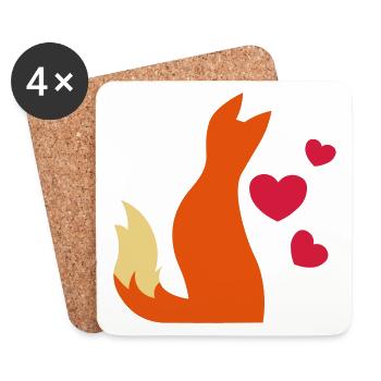 In love with amoureux - fox fox renard - Coasters (set of 4) - white - Front