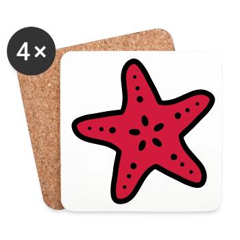 étoiles de mer starfish plongée mer Diving ocean - Dessous de verre (lot de 4) - blanc - Devant
