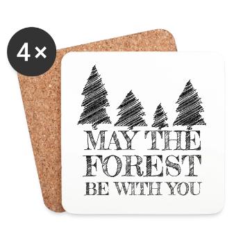 Saying with fir trees (hatching style) - Coasters (set of 4) - white - Front