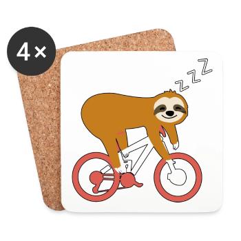 Cooles Faultier Radfahrer Fahrrad Radtour Relax - Untersetzer (4er-Set) - Weiß - Vorne