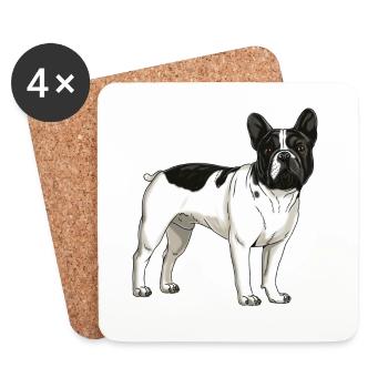 Français T-shirt Bulldog. - Dessous de verre (lot de 4) - blanc - Devant