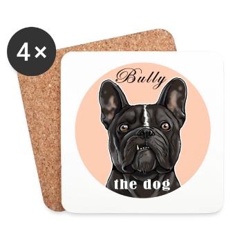 Français T-shirt Bulldog. BULLY le chien. - Dessous de verre (lot de 4) - blanc - Devant