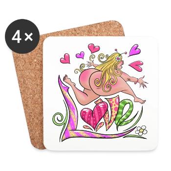 FREEDOM LOVE GIRL - TEXTILES AND GIFT PRODUCTS - Coasters (set of 4) - white - Front