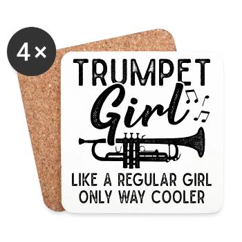 Trumpet Girls Brass Band Orchestra Musician - Coasters (set of 4) - white - Front