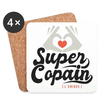 Super copain l unique cadeau copain ami - Dessous de verre (lot de 4) - blanc - Devant