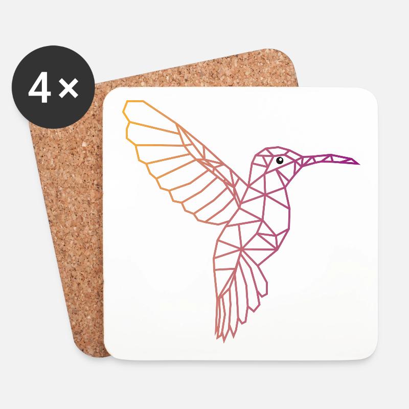 Kolibri geometrisch - Untersetzer (4er-Set) - Weiß